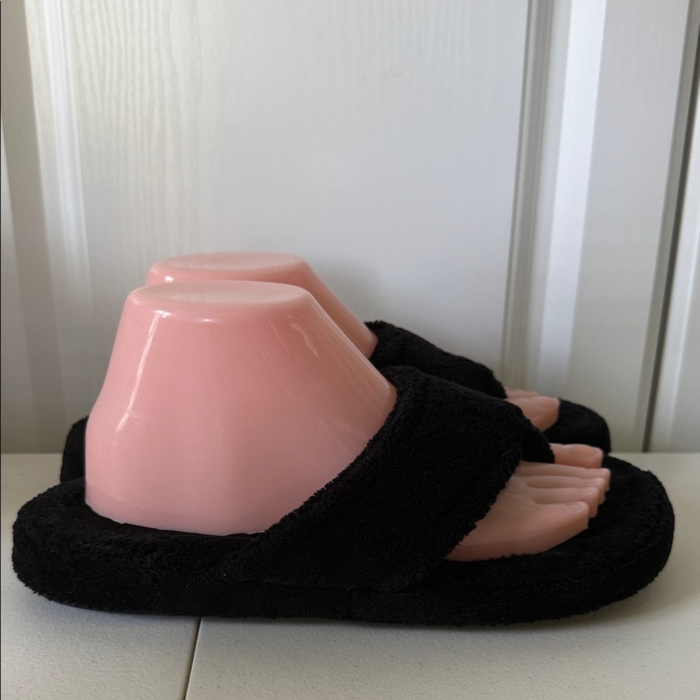 Acorn Black Women's Spa Thong Slippers (sz8-9) - Picture 2 of 7